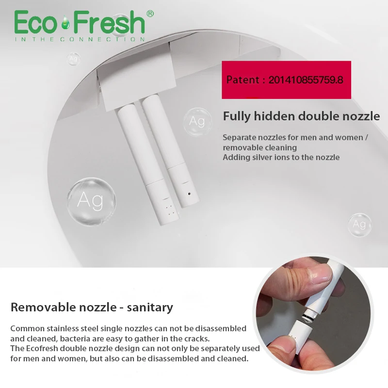  Ecofresh Square Smart toilet seat toilet seat bidet Electric Bidet cover heat seat led light Intell - 32975670890