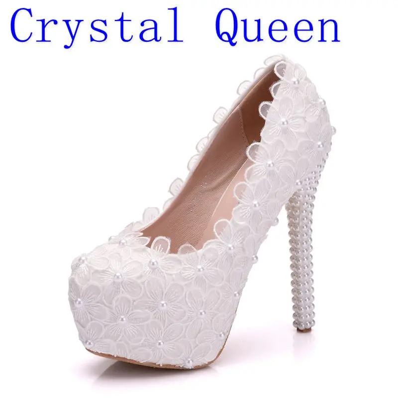 Crystal Queen Bridal Pearl Bead Bridal Wedding Party Dress Pumps Shoes