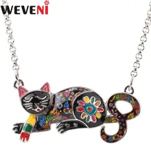 WEVENI Gốc Tuyên Bố Gương Cơ Thể Hiệu Quả Cát Kitten Choker Mặt Dây Chuyền Cổ Áo Trang Sức Cho Nữ Gift Cho Người Yêu Mèo(China)