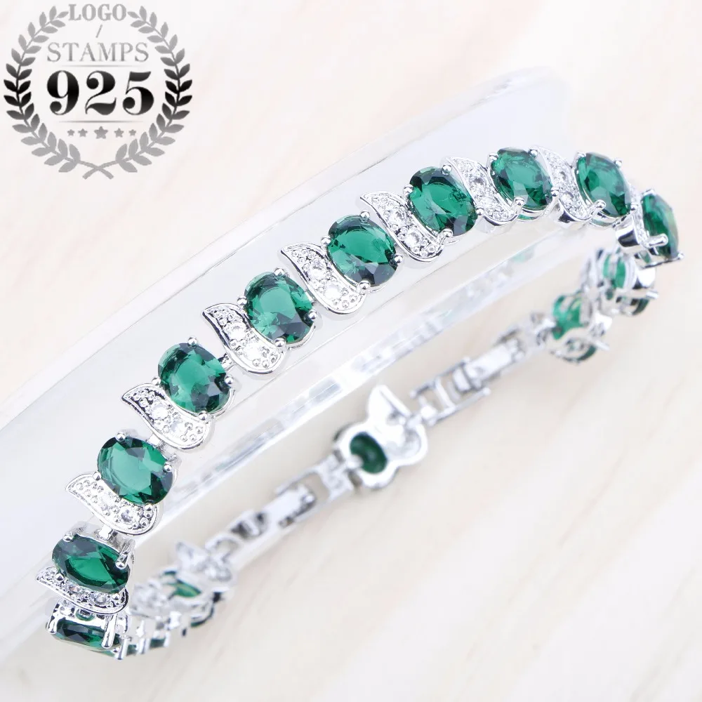 Браслеты для женщин зеленый кубический циркон белый CZ серебро 925 ювелирные изделия подарочная коробка женский браслет