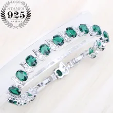 Браслеты для женщин зеленый кубический циркон белый CZ серебро 925 ювелирные изделия подарочная коробка женский браслет