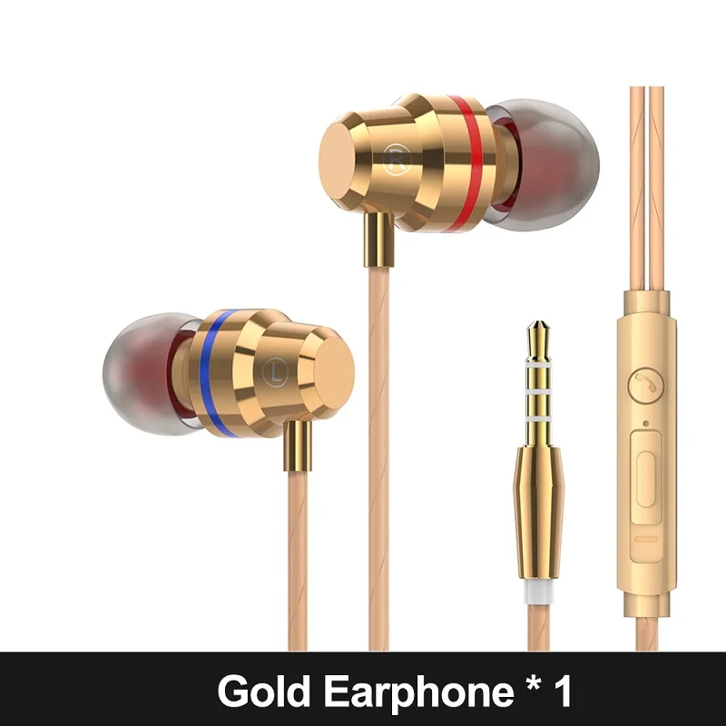 PTM M21 наушники с микрофоном, игровая гарнитура для телефонов iPhone 5, 5S, 6, 6s plus, Xiaomi, samsung, 3,5 мм, проводная, fone de ouvido - Цвет: Gold Earphone