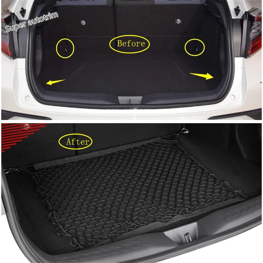 

Lapetus Accessories Interior Car Rear Trunk Storage Luggage Net String Bag Baggage Cover Kit Fit For Toyota C-HR CHR 2016 - 2019