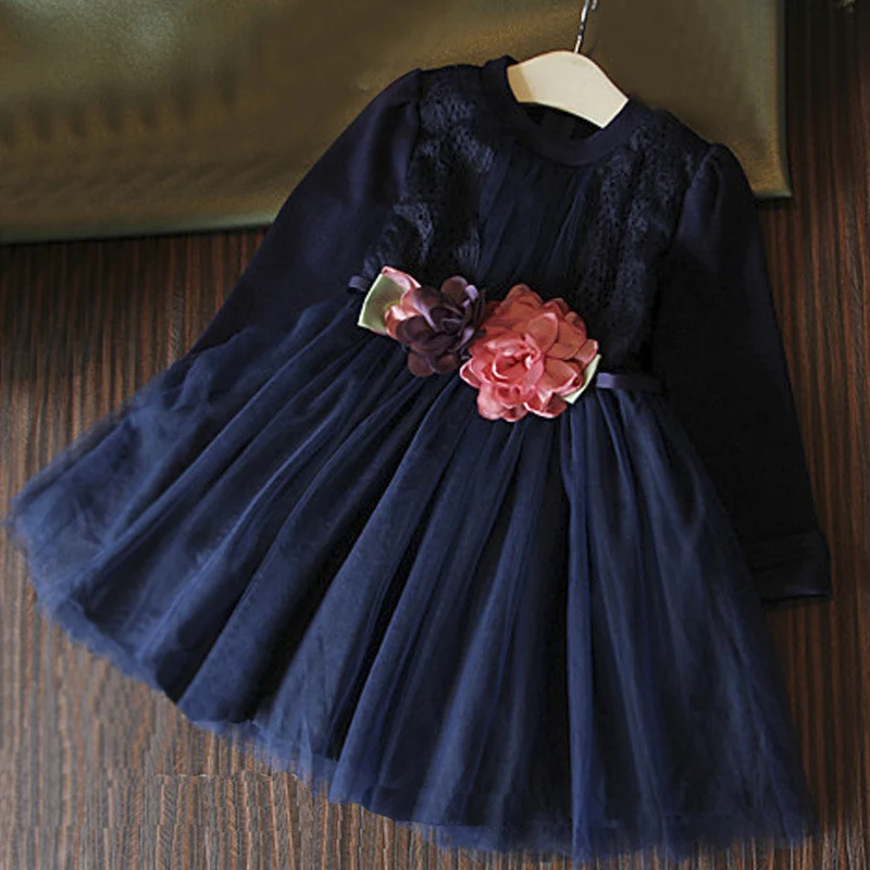 girls navy velvet dress