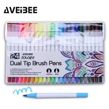 24 Colors Artist Sketch Marker Pen Set For School Student Drawing Painting Brush Pen Watercolor Manga Marker Art Supplies 72 100colors double head artist sketch watercolor brush pen set for comics drawing design paints art marker school supplies