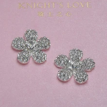 M0297) 25 мм диаметр украшение металлическими стразами, серебряное покрытие, плоская спинка