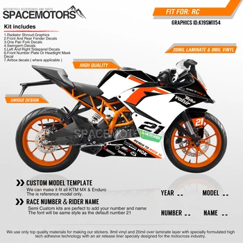 

MotoSpace Customized Team Graphics Backgrounds Decals 3M Custom Stickers For KTM RC390 2014 2015 2016 2017 2018 2019 154