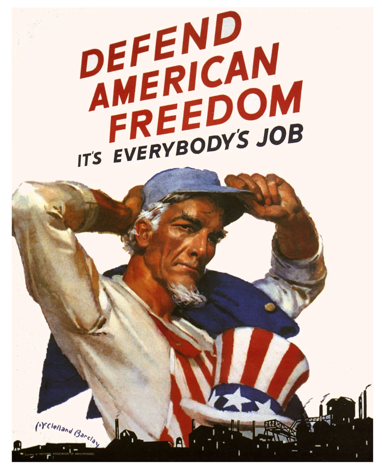 Винтажный рекламный постер WW2 Uncle Sam изменяет свою шляпу Классические холщовые
