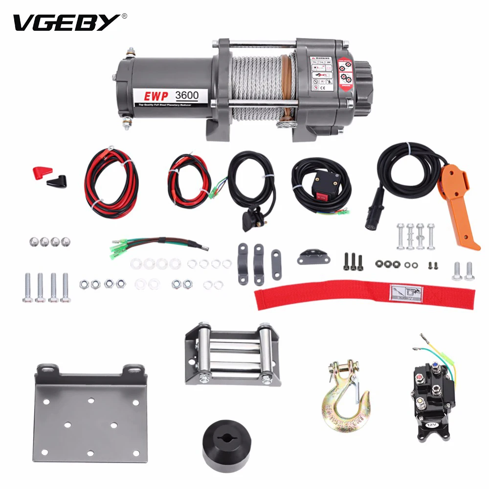 Electric 3600LB 12V Car Winch Wire Recovery Winch Towing Cables Pull