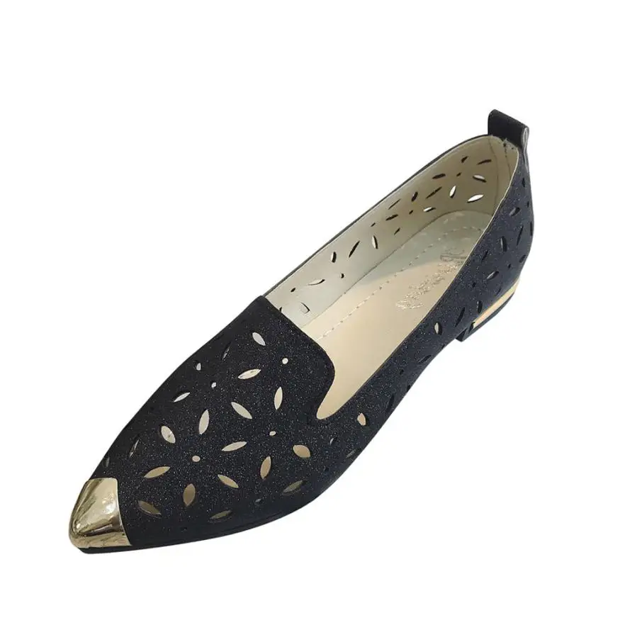 

Solid Paillette Pointed Toe Hollow Out Low Heel Sandals Single Shoes for women Womens Sandals Plus Size 35-40 Flats Sandals For