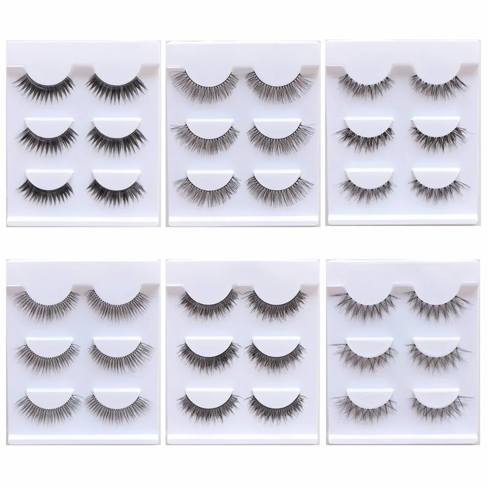 ( H7-H12) Human Hair Strip Lashes Natural Style Wholesale Eyelash LILYCILIA 3 Pairs per Lot | Красота и здоровье
