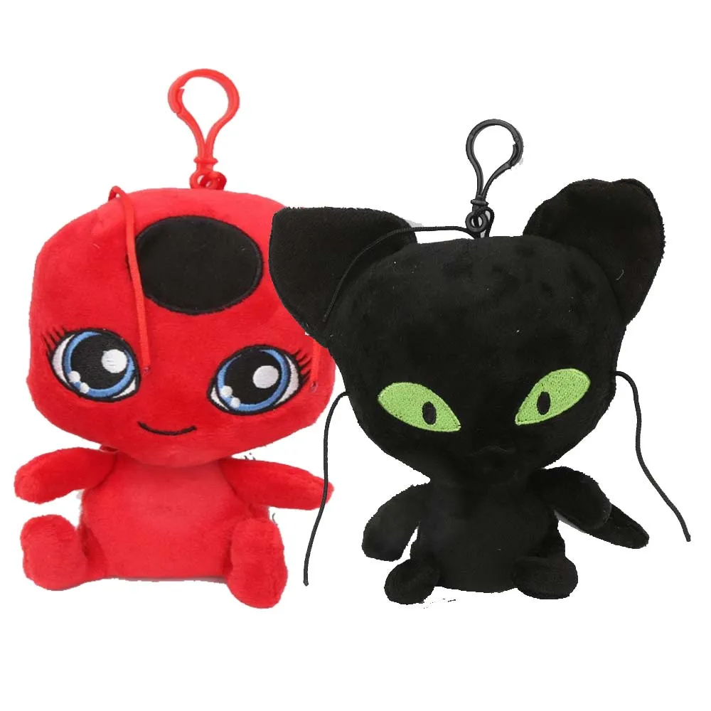 

6'' Ladybug Girl Plush Toy Lady Bug&cat Noir Plush Pendant Clip Keychain Soft Stuffed Animals Toys For Kids Children Xmas Gifts