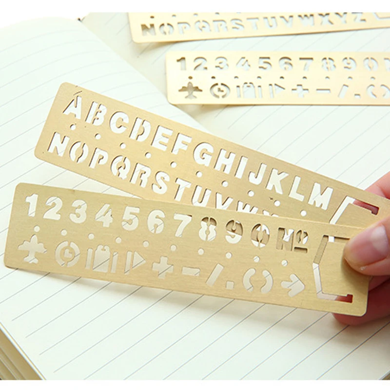 us 1 99 1pc creative vintage hollow metal ruler kawaii letter number bookmark rulers template ruler for kids gift school office supplies in rulers vintage letter template