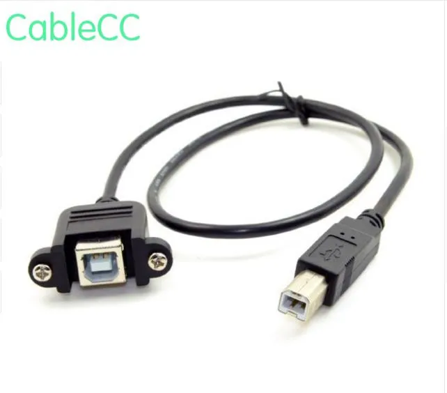 

90 Degree Right Angled USB B Male to Female extension cable with screws for Panel Mount 70cm