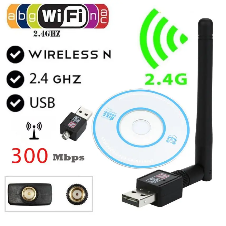 HIPERDEAL 300Mbps 802.11n/g/b Mini USB Wifi Adapter wi-fi Network LAN Card w/Antenna New 18May17 Drop Ship F | Компьютеры и офис