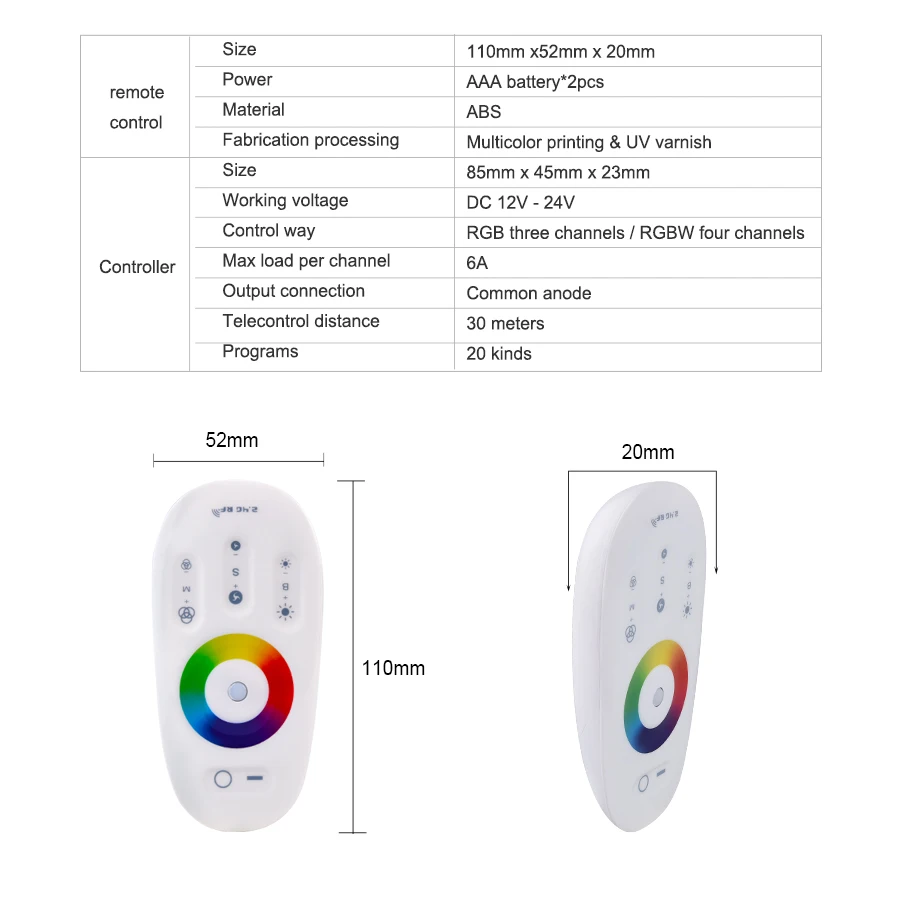 EeeToo сенсорный экран LED RGB/RGBW контроллер 2 4G DC 12 24V Беспроводной RF пульт