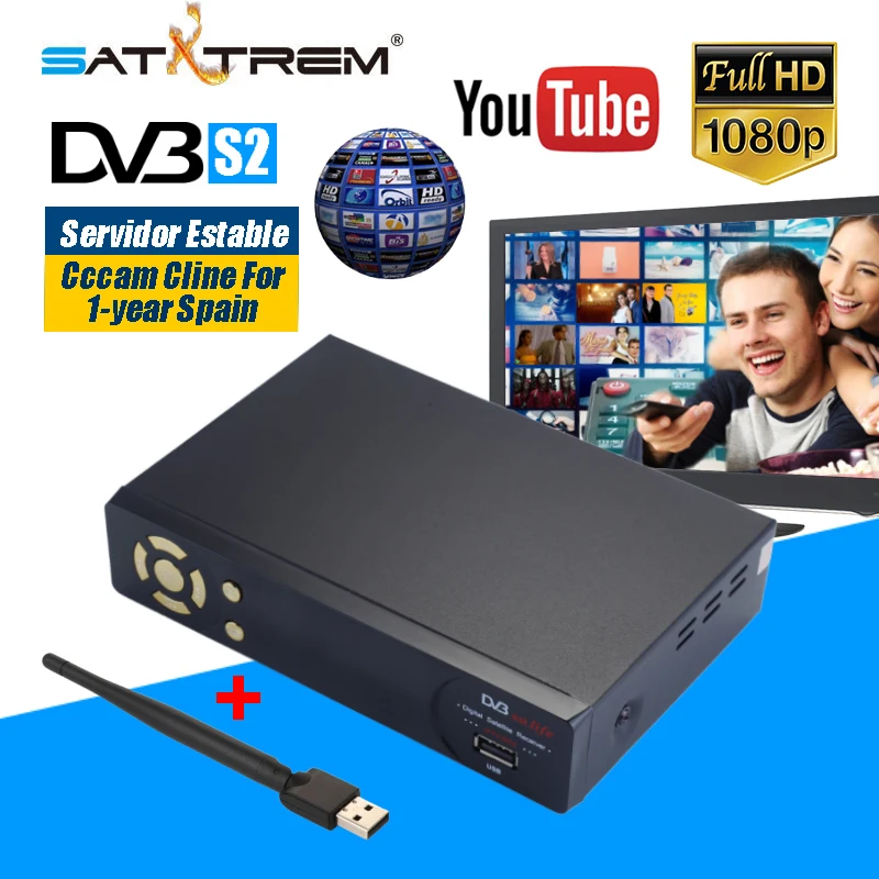 

Satxtem IPS2 Plus Full 1080P Digital Satellite TV Receiver DVB S2 Sat Network Decoder Receptor IPTV 2500+ Channels Set-top Box