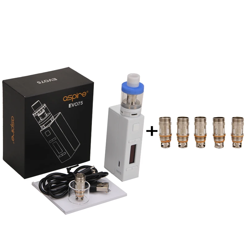 Original Aspire EVO75 Kit with Atlantis EVO Tank and NX75 Mod Fit 18650 Battery Electronic Cigarette EVO 75 Kit Vaporizer 066