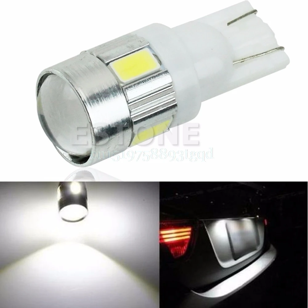 HID T10 W5W 5630 6-SMD Автомобильный светодиодный номерной знак белый светильник лампа 158