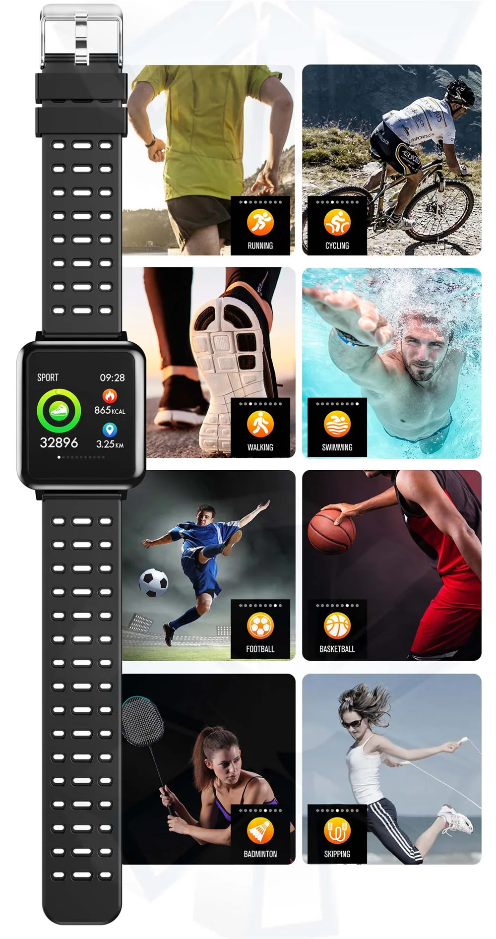 EXRIZU T2 спортивный Смарт Браслет для измерения кровяного давления монитор сердечного ритма браслет секундомер фитнес-трекер Браслет IP67 для Android iOS