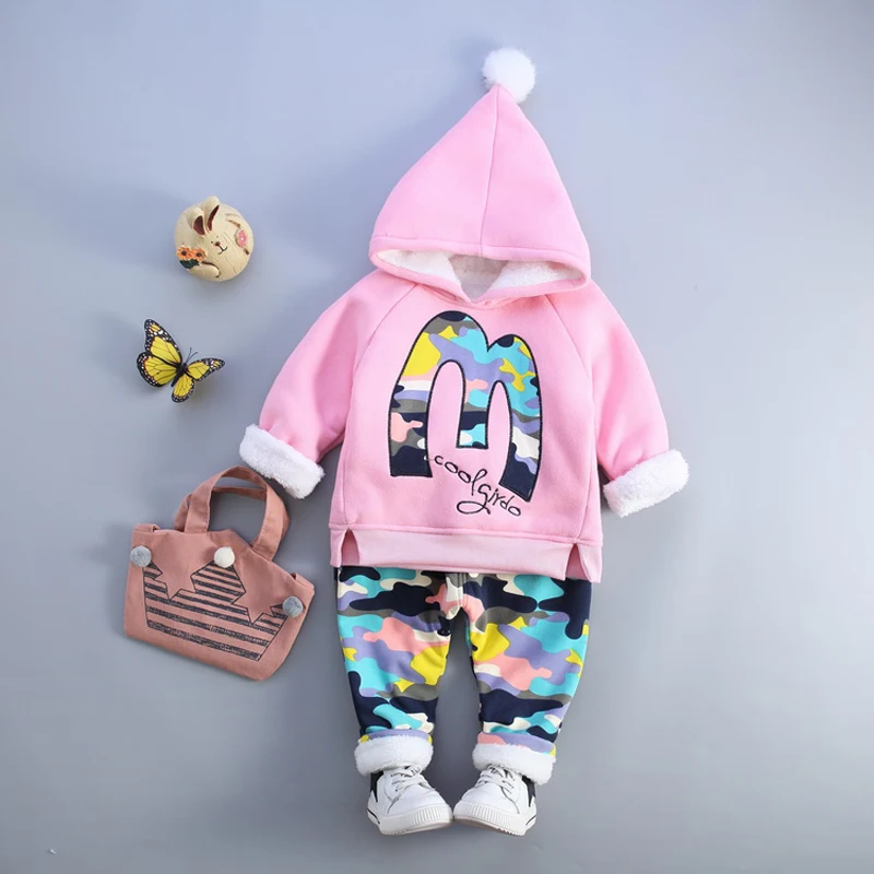 Girls Boys Winter Clothing Sets Fashion 1 2 3 4 Years Baby Infant Spring Autumn Cute Outfits For Girl Pink Gray Blue Three Color |