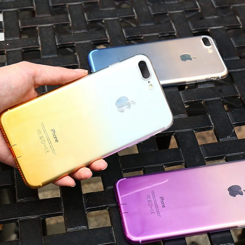 

Gradient Soft Silicone Case for iPhone XR XS MAX 6s 7 8 Plus 7Plus 8Plus Coque Clear TPU Accessories Capinha for iPhone7 Cover