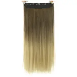Длинные прямые Омбре синтетические волосы для наращивания 5 клипов женские градиентные части волос высокотемпературное волокно