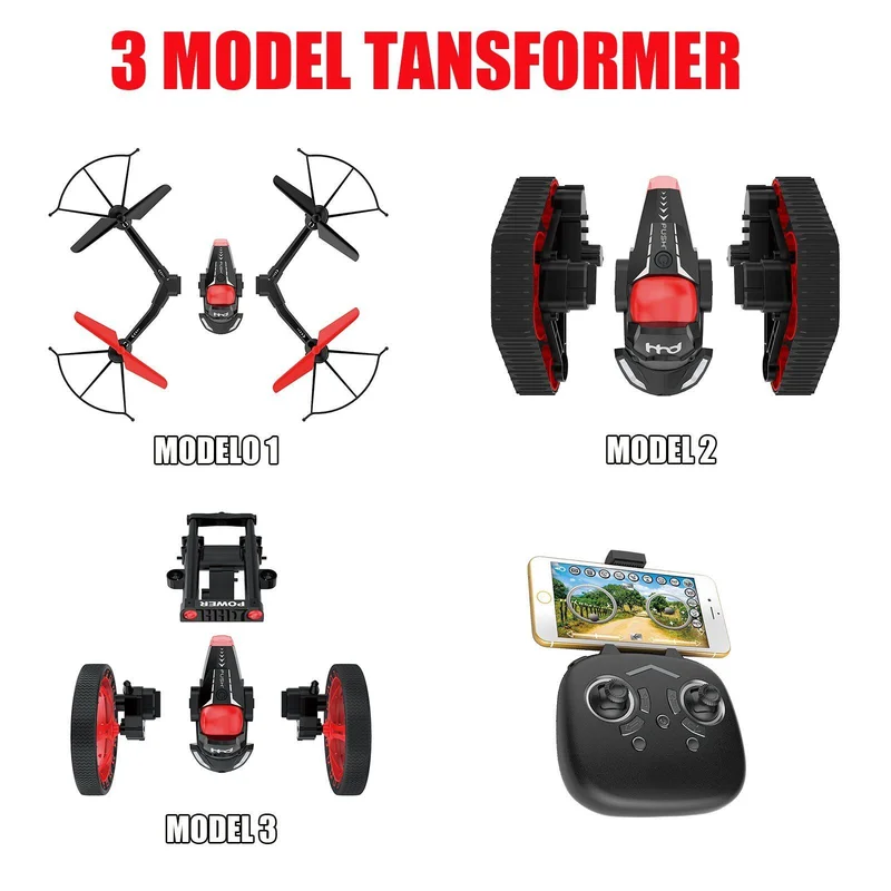H3 Wifi FPV Drone 2.4G 6-Axis 0.3MP Camera land-air-jump 3 Mode Assemble Deforma One Key Return Headless Mode RC Helicopter