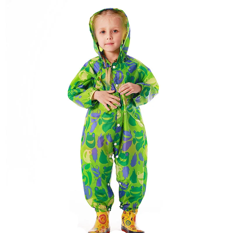 

Kids Jumpsuit Children One-Piece Cartoon Hooded Raincoat Suit Multi Colors