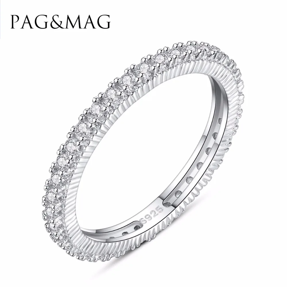 PAG & MAG 100% 925 пробы серебряные брендовые кольца с мини Bling циркон кристалл хорошее