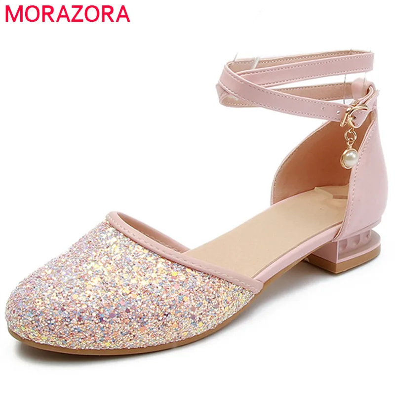 MORAZORA/2018 Лидер продаж милые розовые женские туфли-лодочки элегантная Свадебная