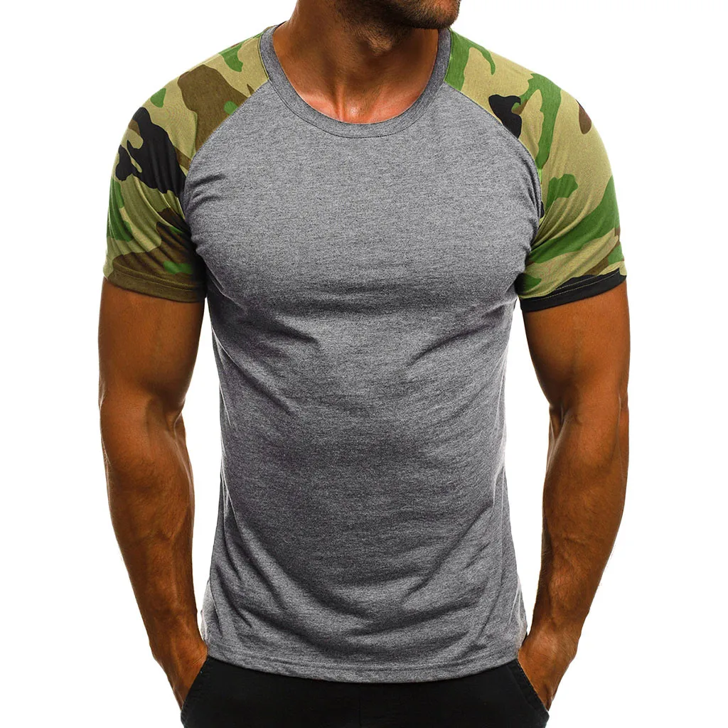 

clothes men Personality Slim shirt Fashion Men's Casual Slim Camouflage Printed Short Sleeve sexy T Shirt Top