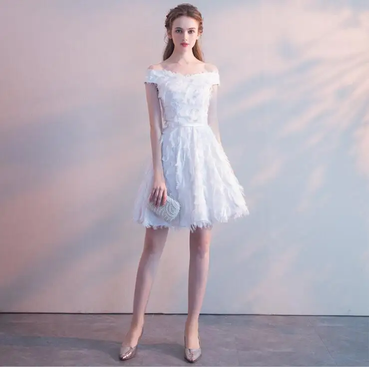 Элегантное винтажное розовое белое платье для женщин, платья с открытыми плечами, Повседневные Вечерние платья трапециевидной формы, большие размеры, торжественное платье для девочек - Цвет: Белый