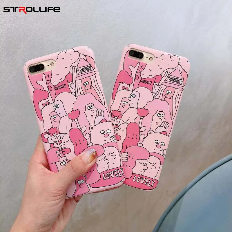 STROLLIFE Lovely Woman Phone Case for iPhone X XS Max XR Abstract Pattern Cover IPhone 8 6s 7 Plus Hard PC Shell Pink Color |