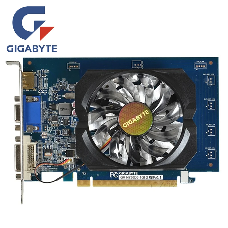 GIGABYTE GT730 1GB Video Card GV-N730D3-1GI D3 GDDR3 Graphics Cards for nVIDIA Geforce GT 730 1G Hdmi Dvi  Used VGA Cards best graphics card for pc