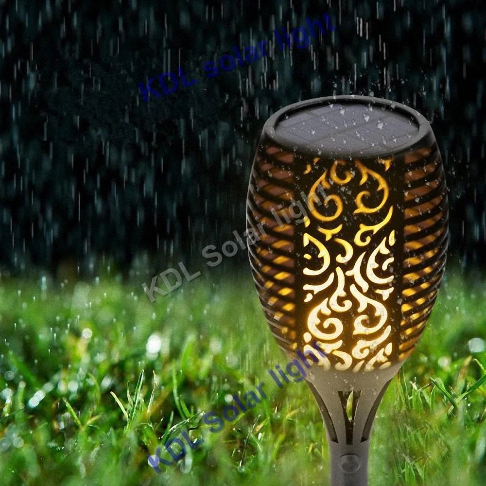 

4pcs/lot Solar 96LEDs Lawn Dancing flame Torch Lights radar 3 working mode IP65 Solar Flame flamein up landscape garden cam