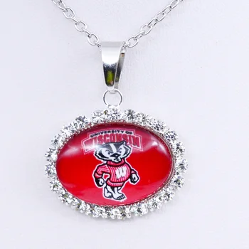 

Necklace NCAA Wisconsin Badgers Charm Pendant University Basketball Jewelry for Women Gifts Party Birthday Wholesale 2018