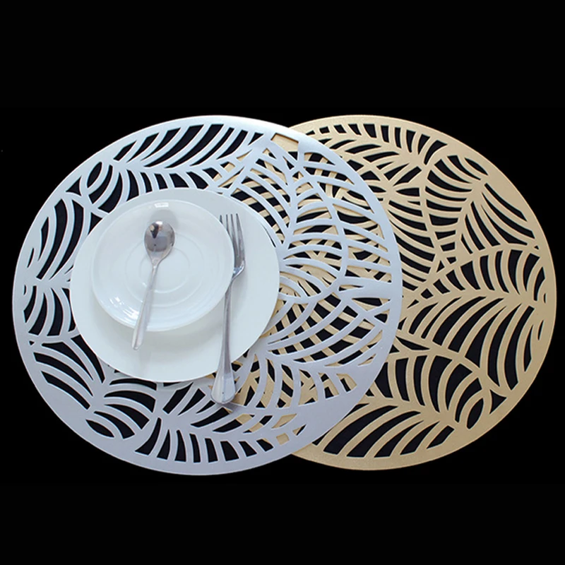 

2pcs/set Round Plastic Hollow Table Mat Placemat for Dinning