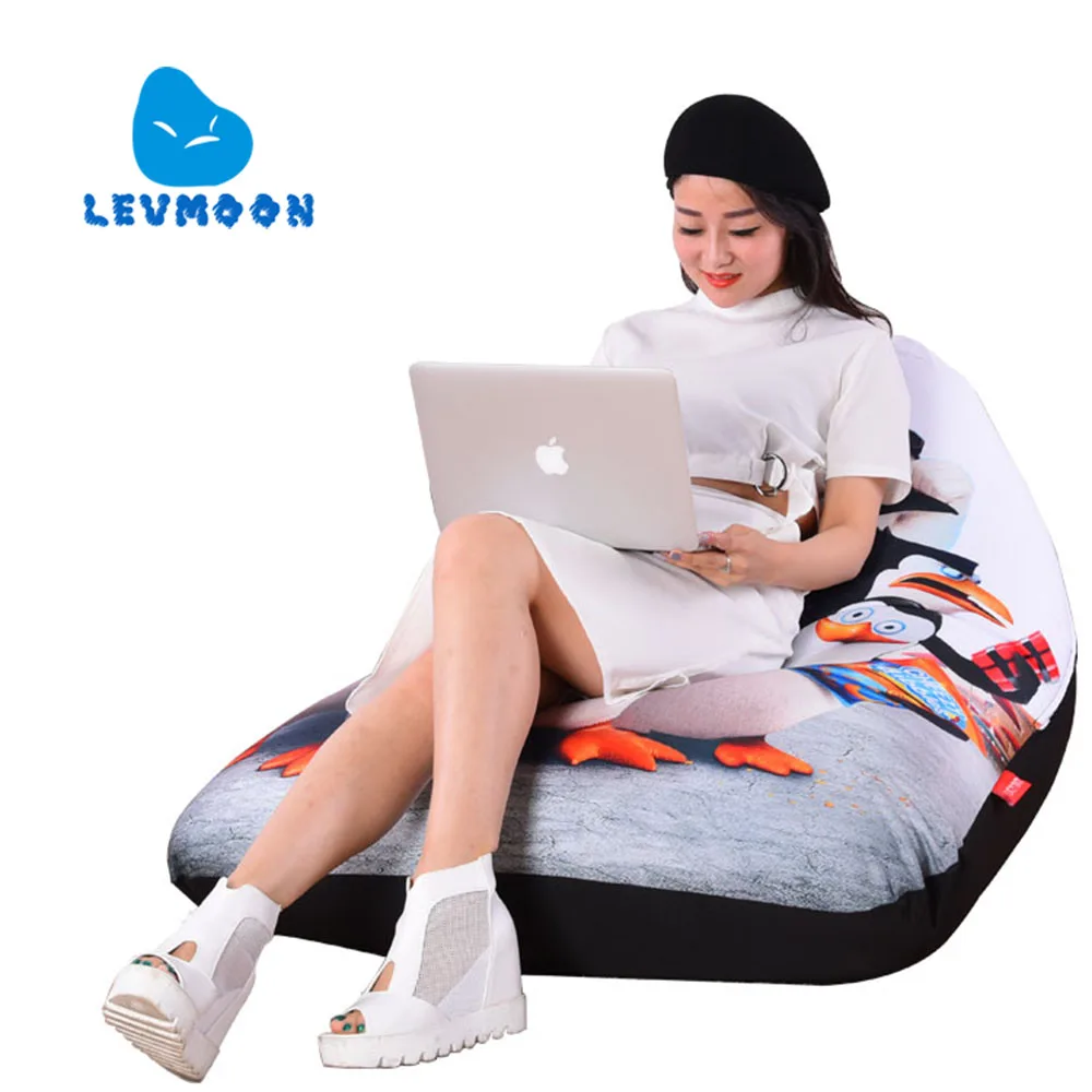 cheap LEVMOON Beanbag Sofa Chair Shel Madagascar Seat Zac Comfort Bean Bag Bed Cover Without Filler Cotton Indoor Beanbag Lounge Chair