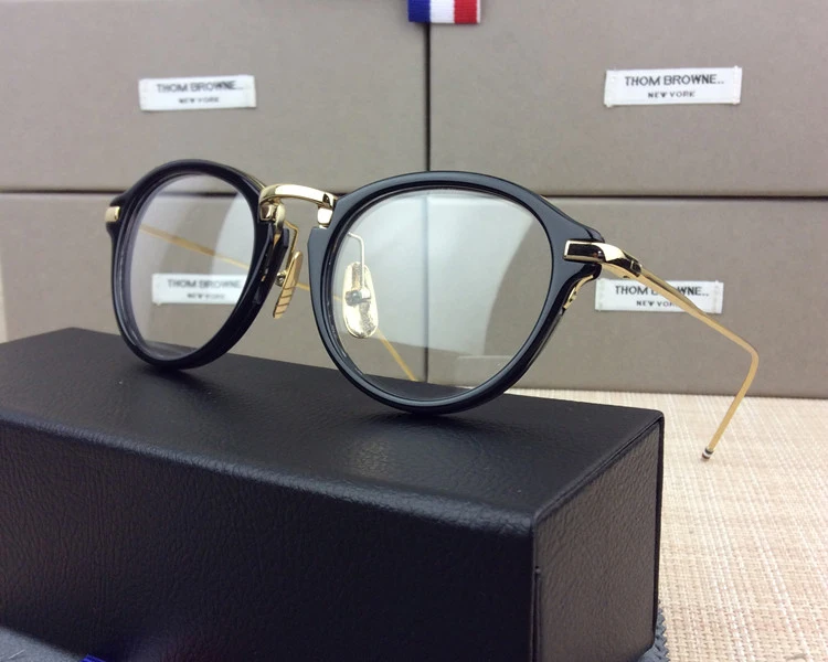 Компьютерные очки для женщин и мужчин, высокое качество, круглые компьютерные очки с оправой, оптические очки по рецепту, чехол - Цвет оправы: black golden