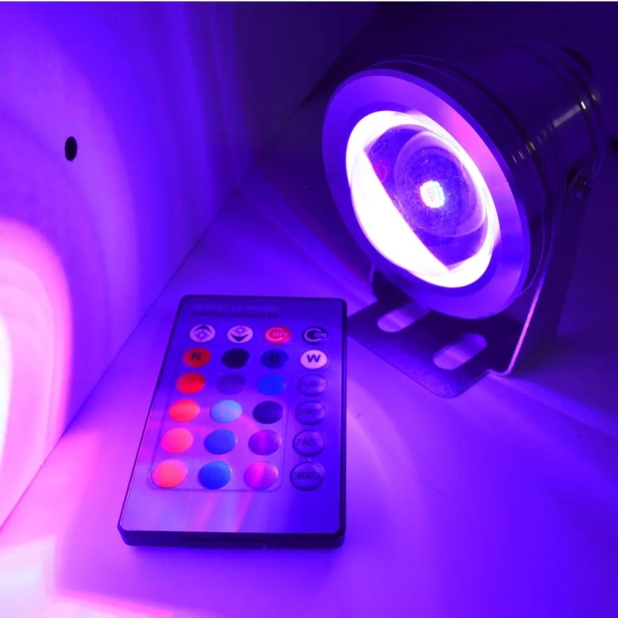 submersible pool lights High Quality Waterproof 10W RGB LED DC 12V Outdoor 16 Color Changing Flood Spot light Lamp Garden swimming pool lights underwater