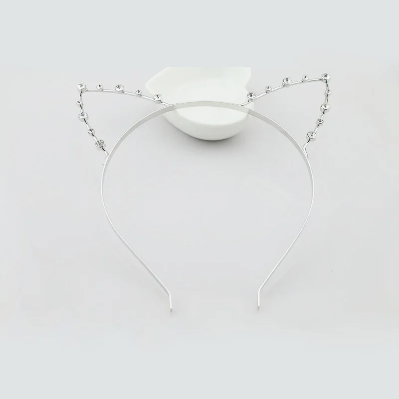 

1 pcs Fashion Women Girls Kawaii Cat Ears Pearls Rhinestone Alloy Headband Hair Band Accessories 2016 New Arrival