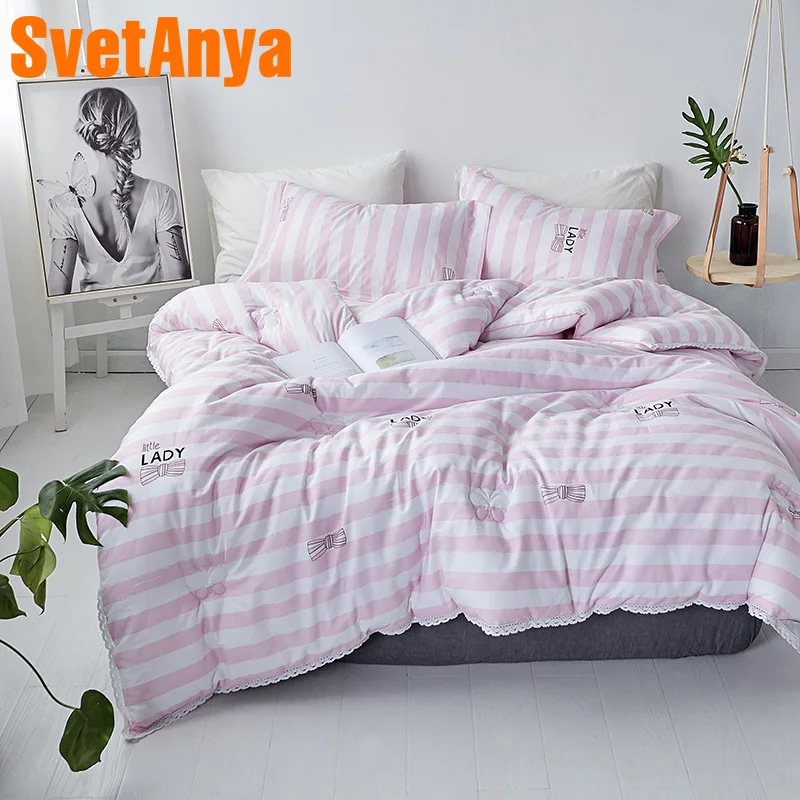 

Svetanya Thick or Thin Quilt Pink Stripes Throws Blanket 150x200cm 200x230cm Plaids