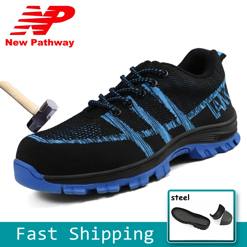 

Men's Breathable Safety Shoes Lightweight Steel Toe Protective Anti-smashing Piercing Work Shoes Mesh Sneakers Size 36-46 MS162