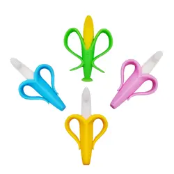 1 шт. детский пищевой силиконовый Прорезыватель для обучения зубная щетка милый банан безопасные детские игрушки-Жвачки для малышей мягкие