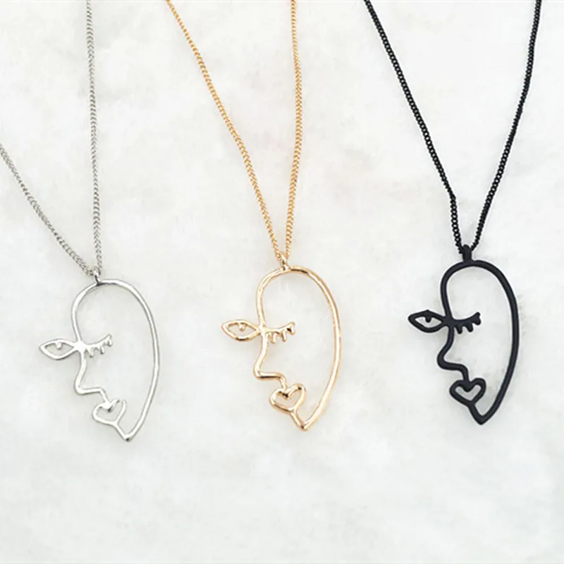 

Timlee N121 New Temperament Abstract Distorted Human Hollow Face Pendant Necklaces Wholesale