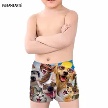INSTANTARTS милый питомец собака/кошка для мальчиков с принтом летние купальные шорты для купания пляжная одежда для детей Дышащие Детские купальники Спортивные