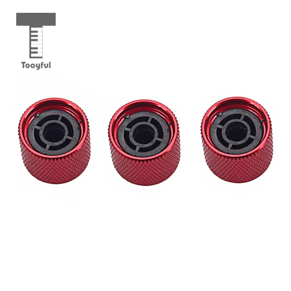 Tooyful 3 Pieces Guitar Volume Control Tone Knob for Electric Guitar/Bass Red