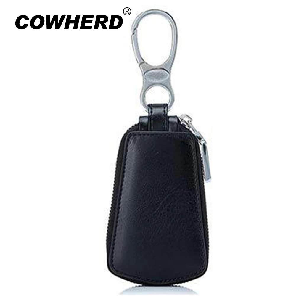 

Brand Genuine Leather Car Key Wallet Men Key Holder Housekeeper Keys Organizer Women Keychain Covers Zipper Key Case Bag Purse