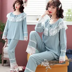 Onesie Pijama женское Inverno новые женские с длинным рукавом натуральный хлопок Moon es ночное белье для беременных и кормящих женщин дома